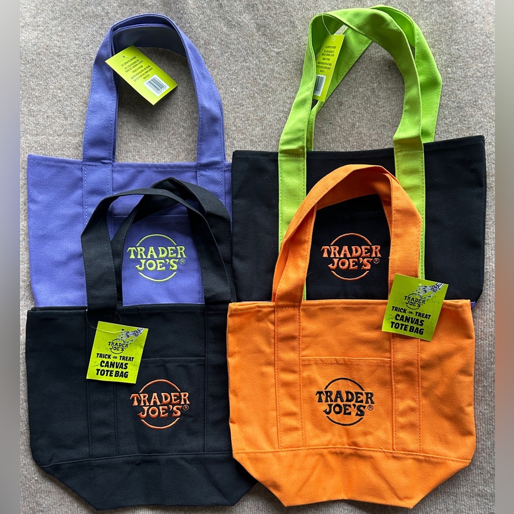 NWT Trader Joe’s Mini Totes, Set of 4 Halloween Colors